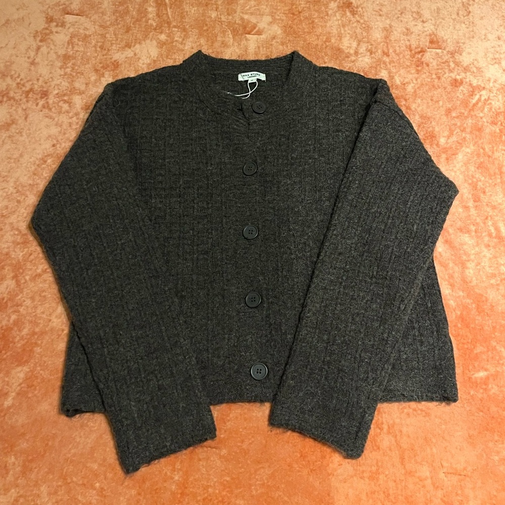 Max Studio London Chocolate Button-Up Cardigan Size M